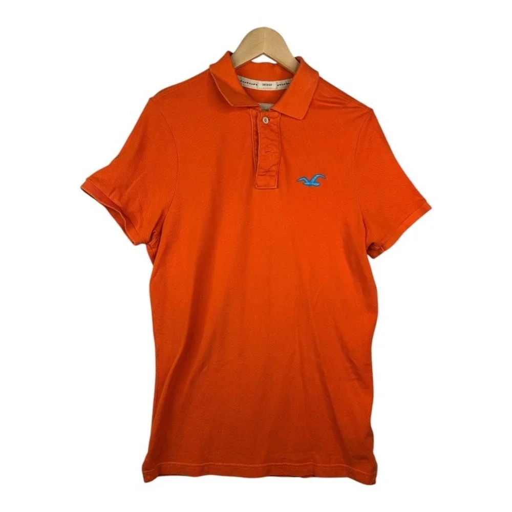 Hollister‎ Men's Super Cut Fit Polo Orange Size XL Y2K